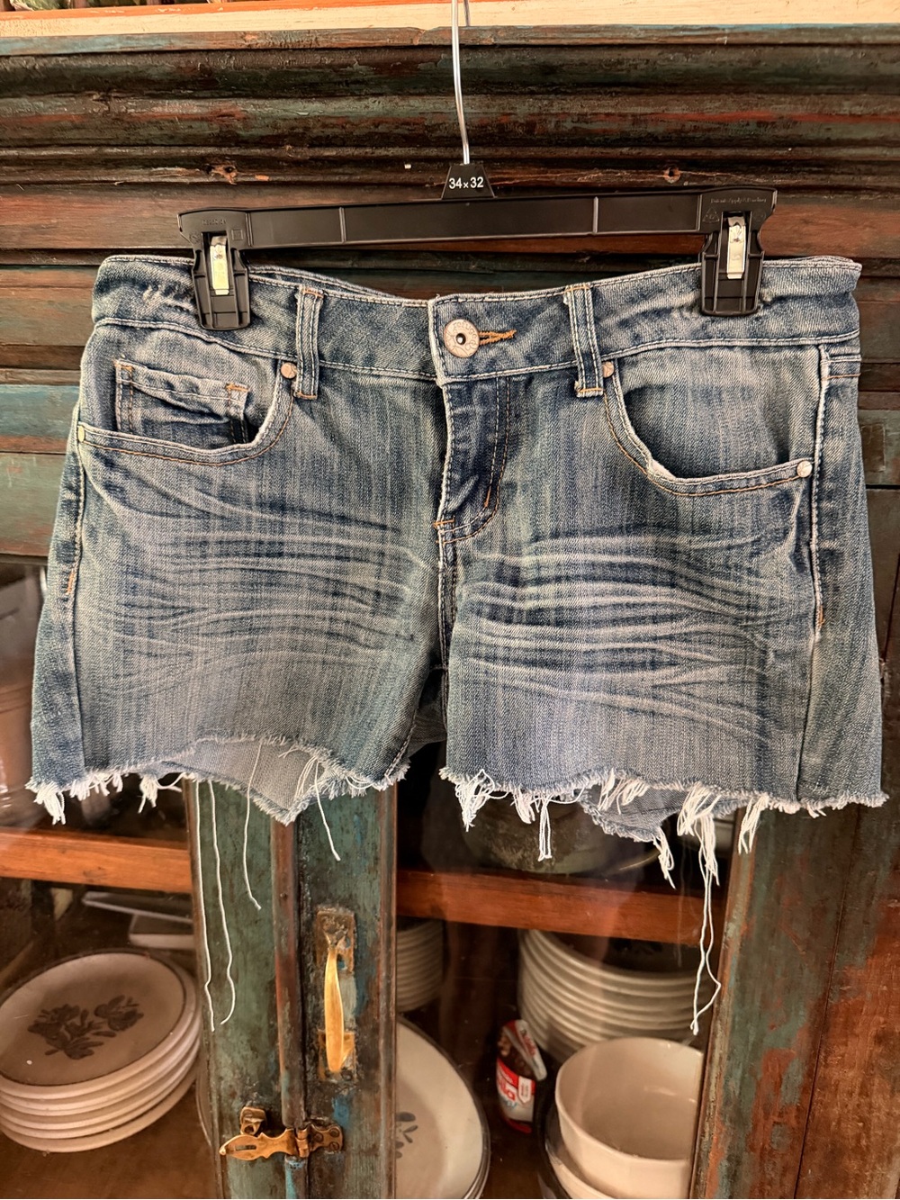 Blue Distressed Denim Cutoff Shorts